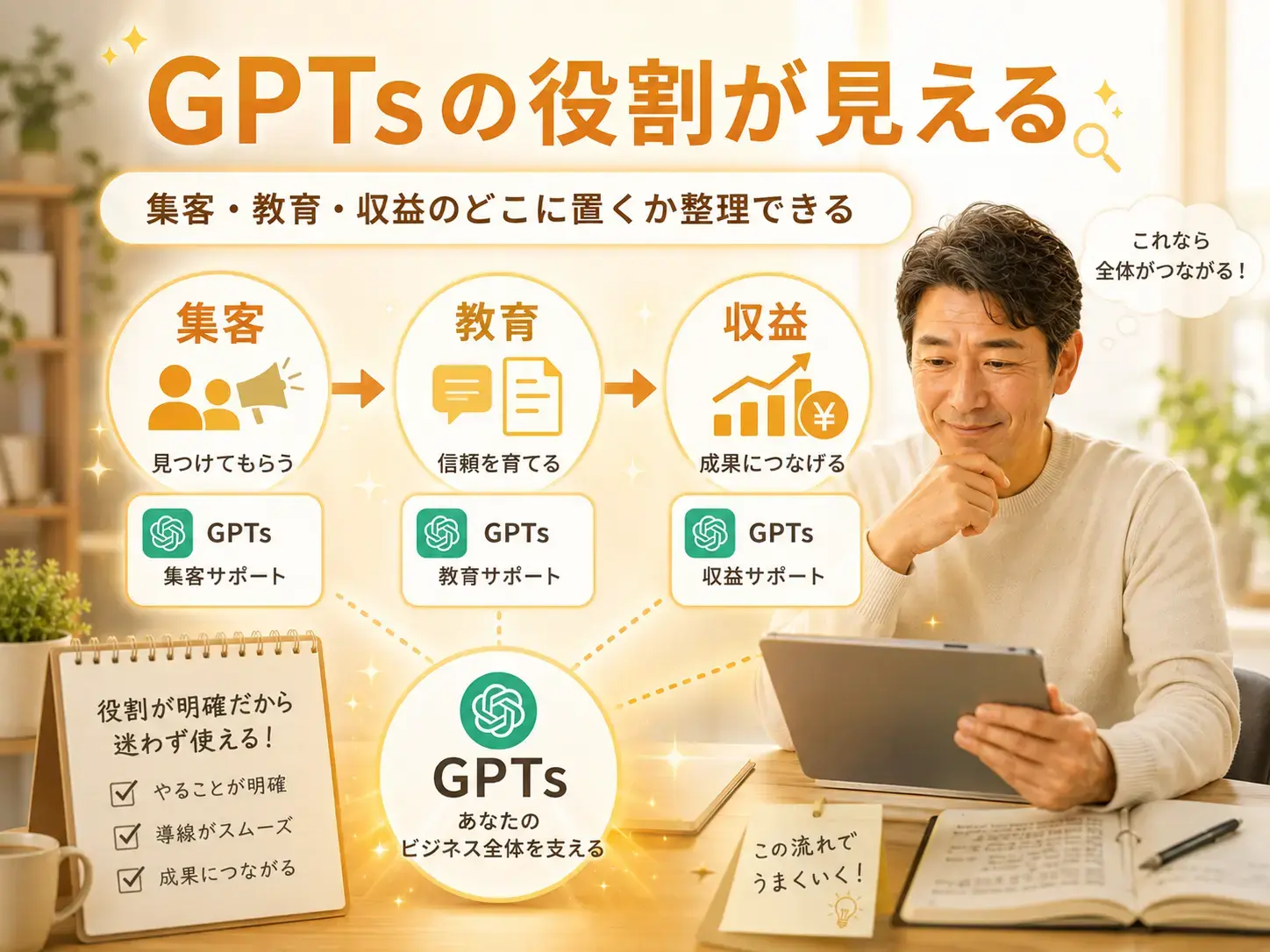 GPTsの役割が見えるイメージ